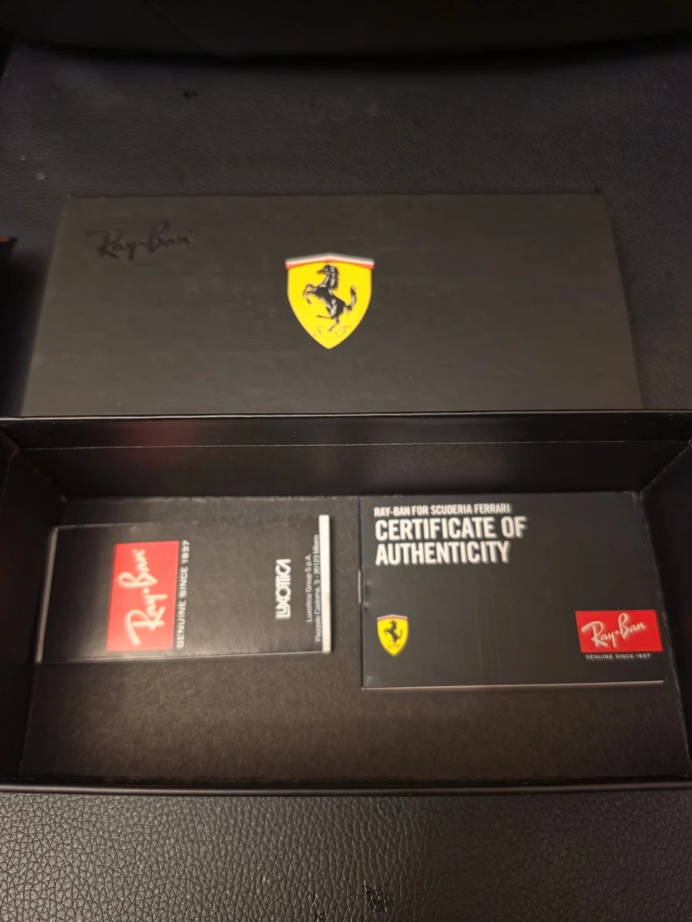 Ray-Ban Scuderia Ferrari ORB3601M Sunglasses - Black on Gold with Brown Lenses